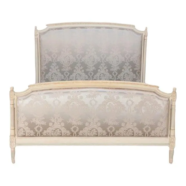 A French Louis XVI Style Painted and Upholstered Full Size Bed C 1940.