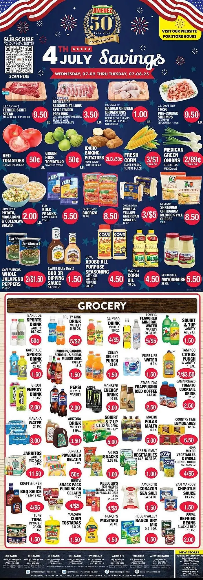 Catálogo de Carnicerias Jimenez Weekly Ad 2 de julio al 8 de julio 2025 - Página 1