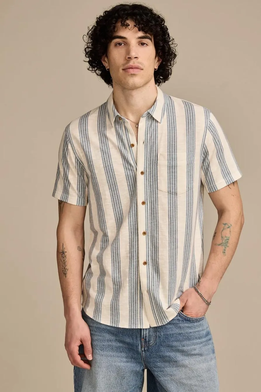linen short sleeve stripe shirt