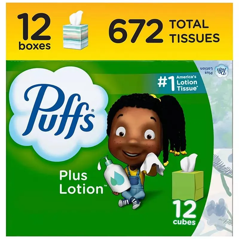 Puffs Plus Lotion Facial Tissues, 12 pk./56 tissues per box