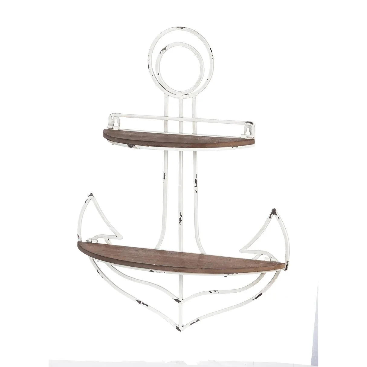 Anchor Metal Wall Décor with 2 Tier Wood Shelves