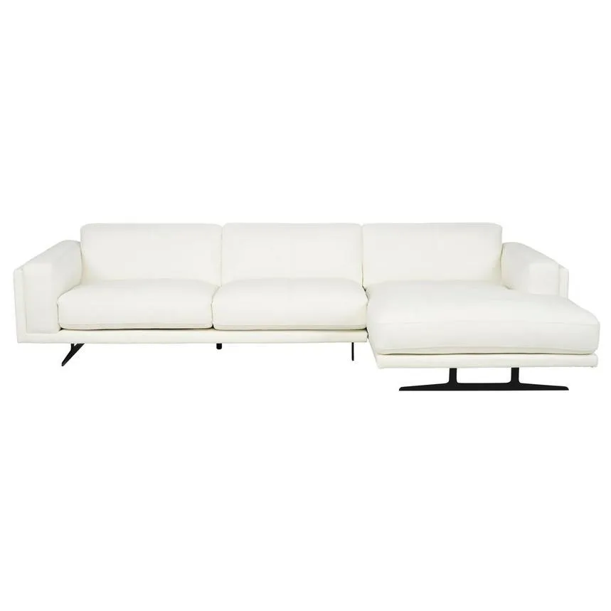 Palermo White Leather Sofa w/Right Chaise