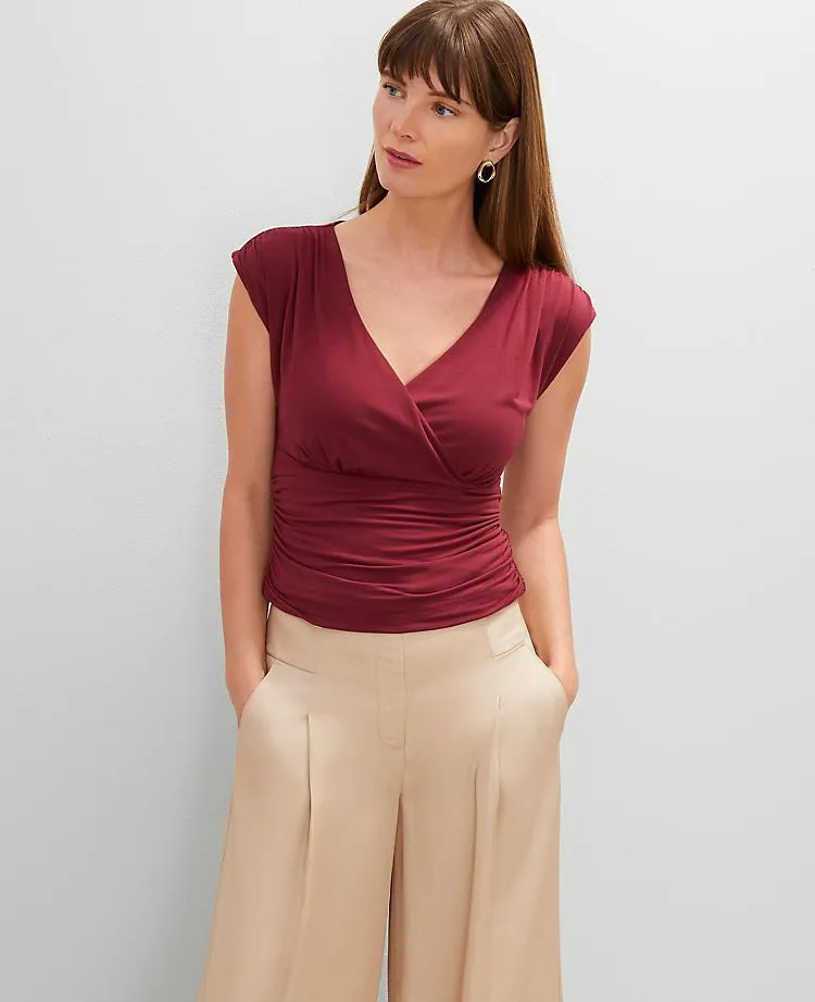 Gathered V-Neck Top