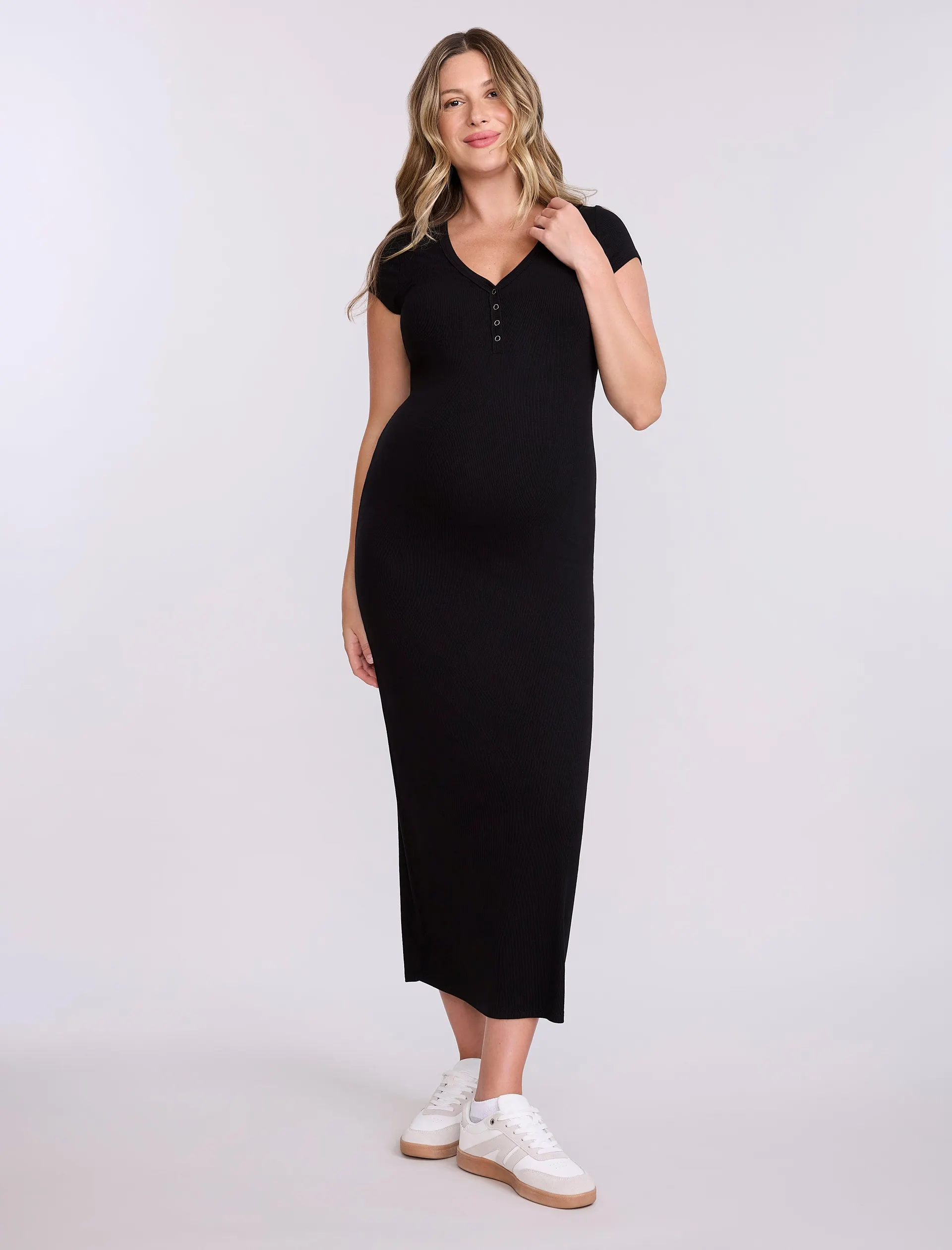 Maternity Henley Bodycon Maxi Dress