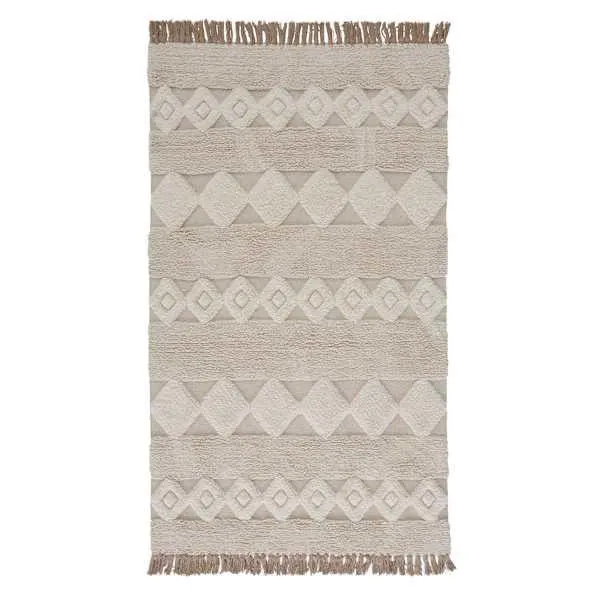 (B690) St. Marco Ivory Flatweave Diamond Design Area Rug, 8x10