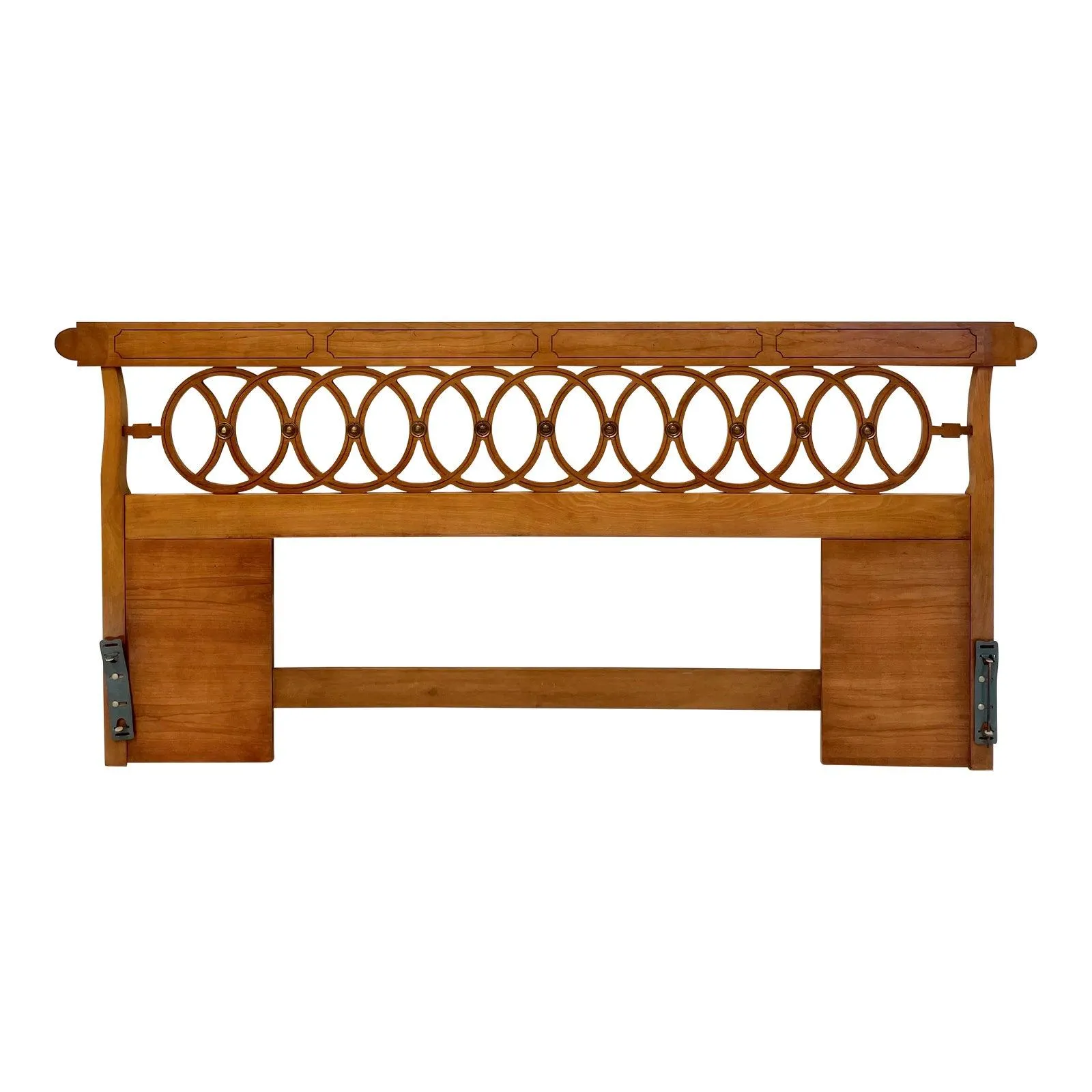 1960's Traditional Regency King Geometric Wood Headboard