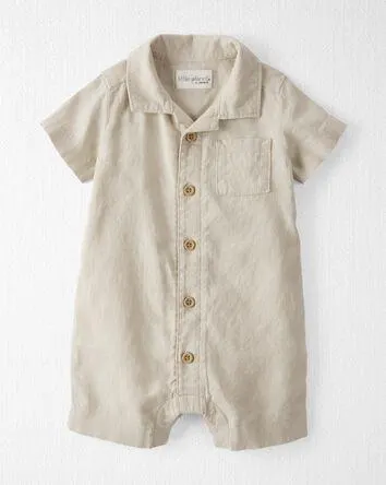 Baby Button-Front Romper Made with LENZING™ ECOVERO™ and Linen