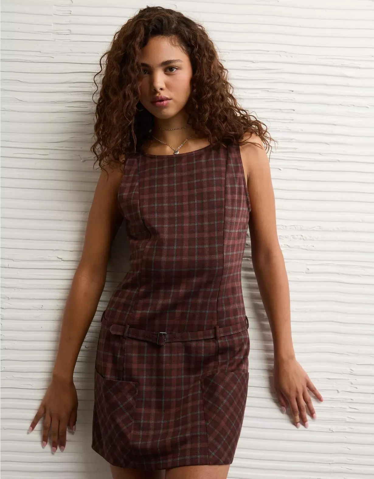 AE High Neck Belted Mini Dress