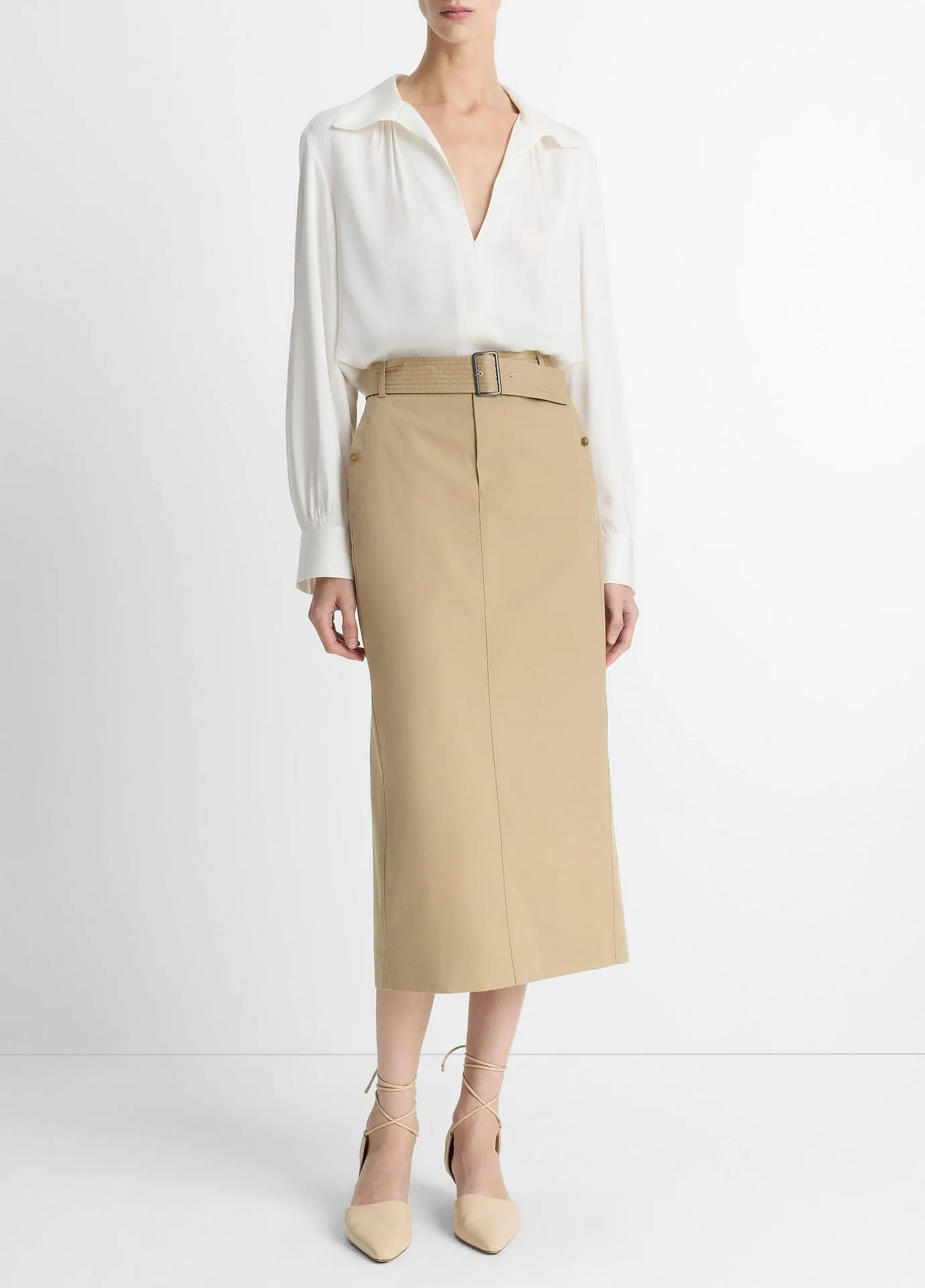 Cotton Trench Pencil Skirt