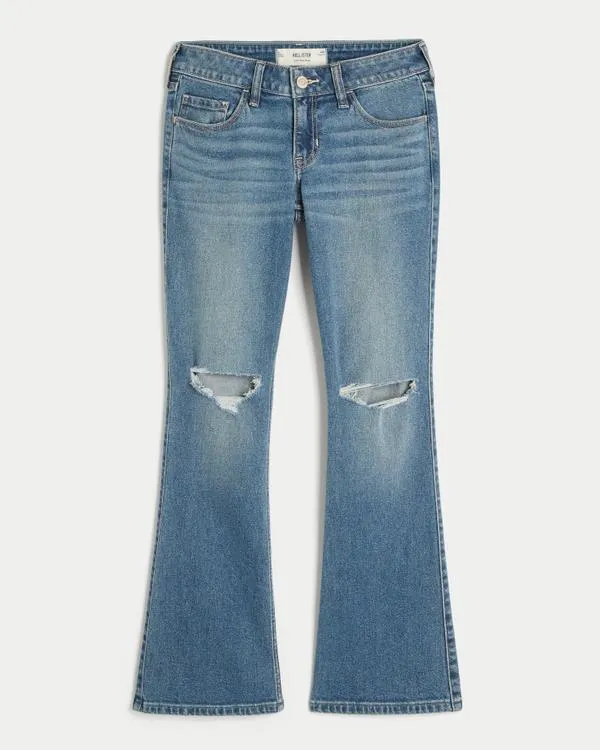 Low-Rise Ripped Medium Wash Bootcut Jeans