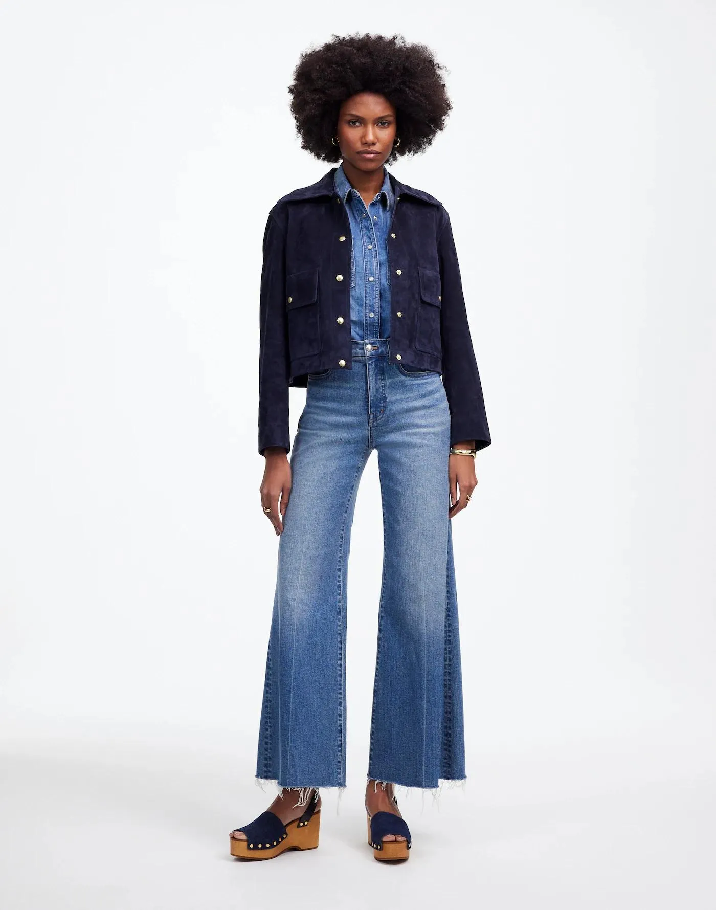 Flared Wide-Leg Crop Jeans