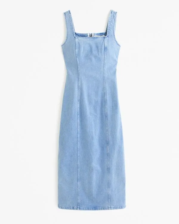 Denim Column Midi Dress