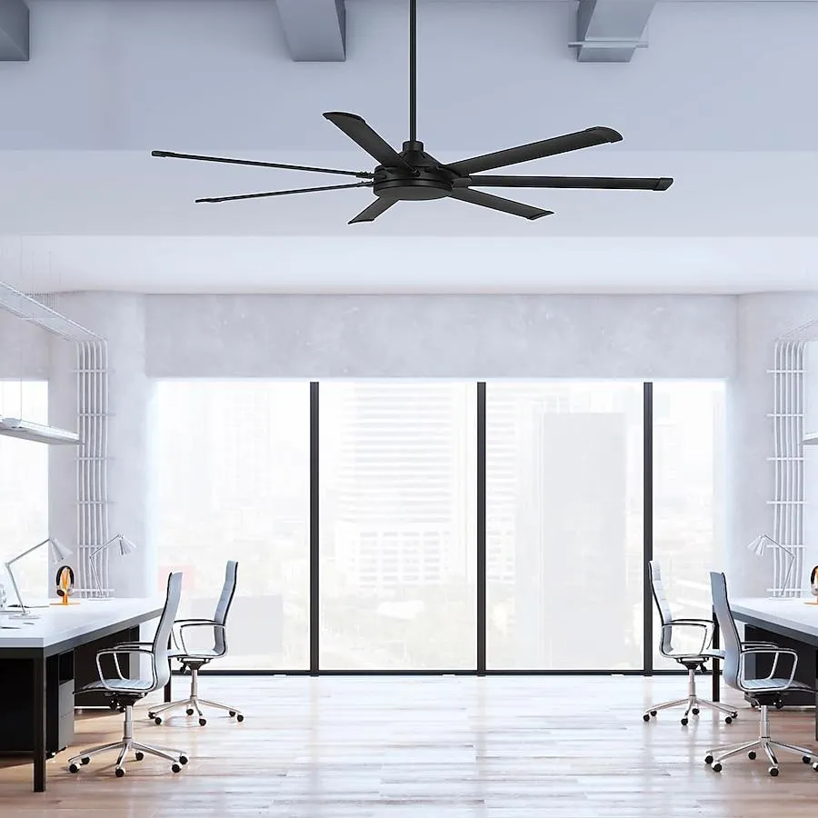 Harbor Breeze Megalodon 80-in Outdoor Matte Black with Matte Black Blades Ceiling Fan Without Light - Remote Included ( 7 -Blade )