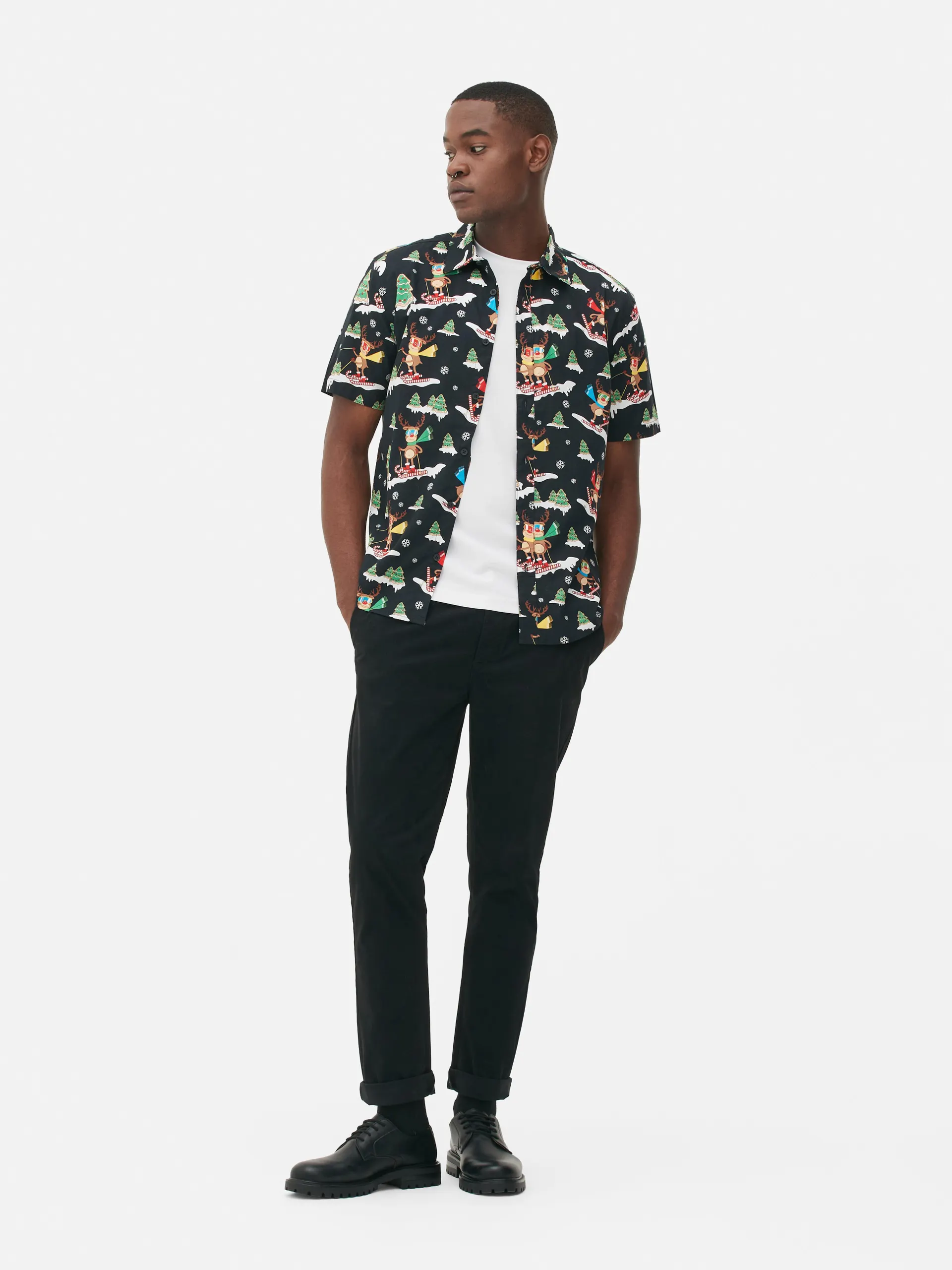 Hemd mit Rentier-Print