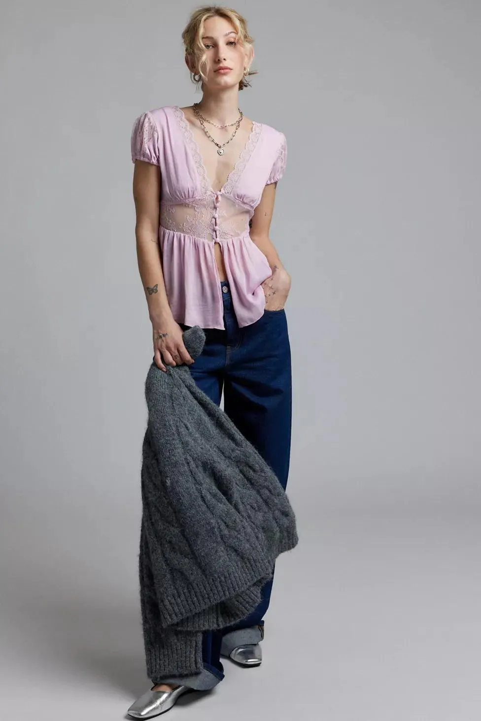 Kimchi Blue Isabella Puff Sleeve Lace Blouse