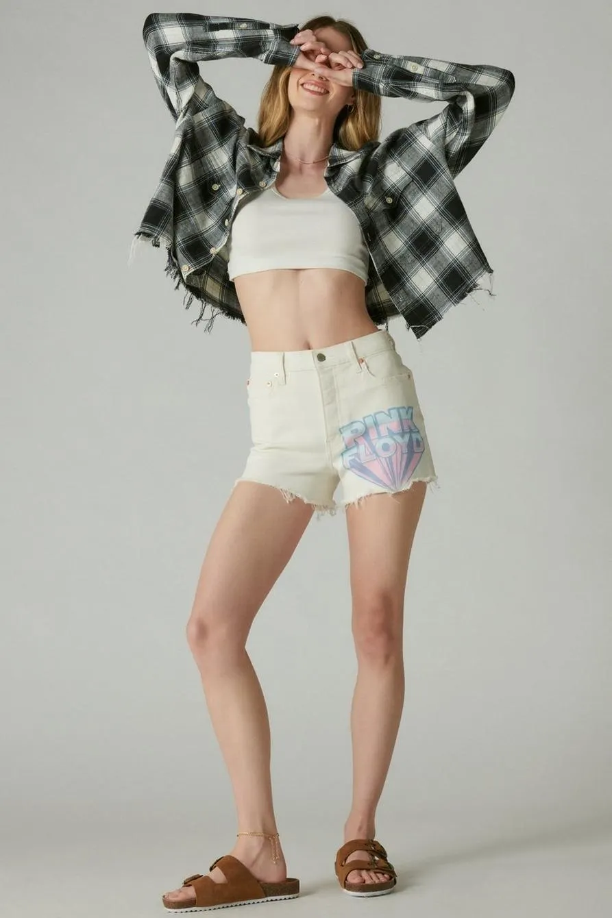 pink floyd high rise mom short