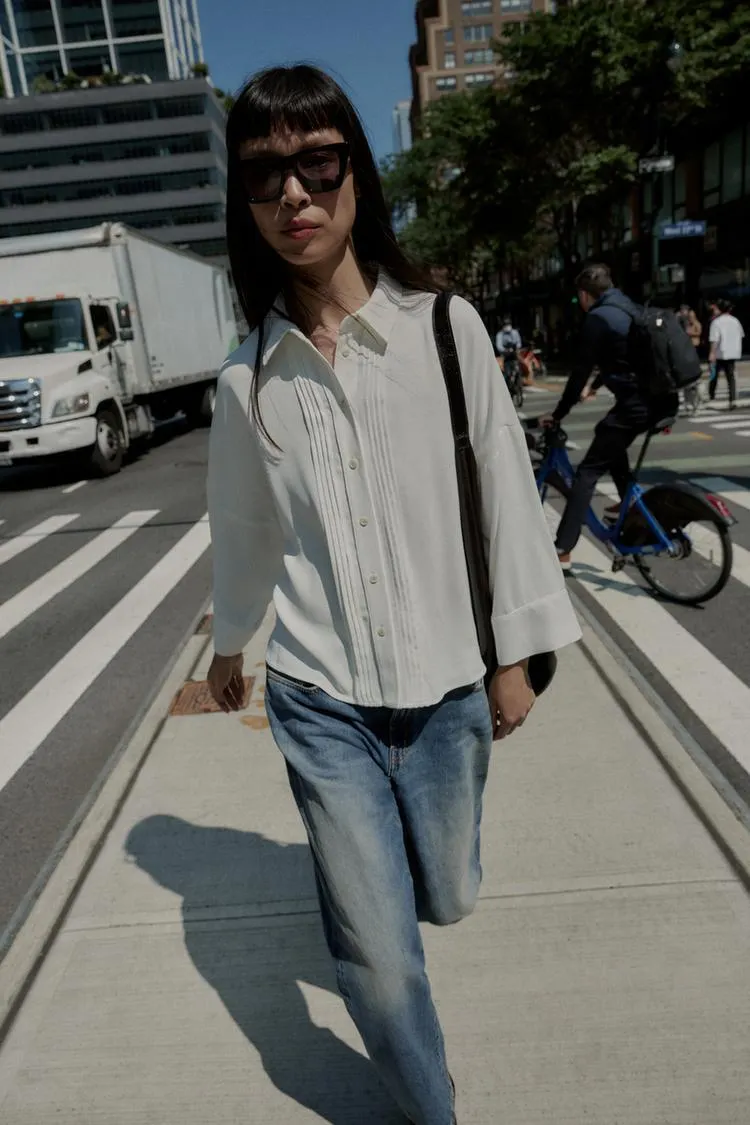 PINTUCK CREPE SHIRT