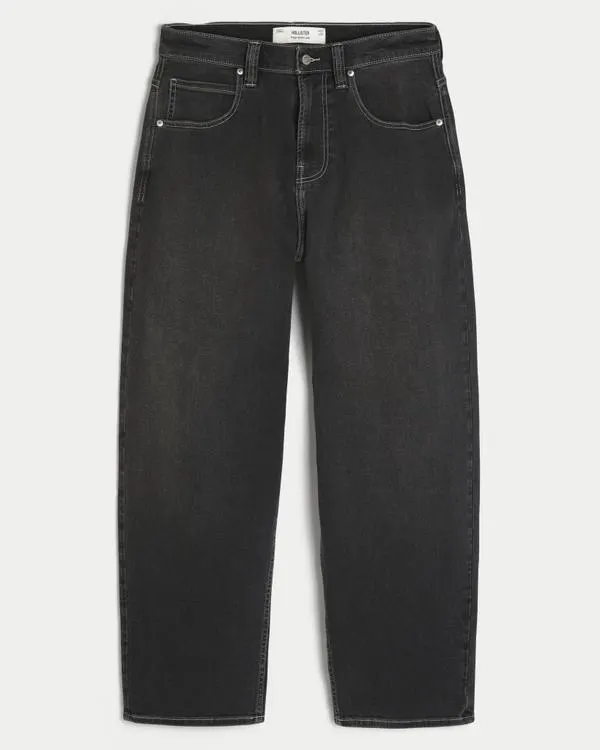 Washed Black Skater Baggy Jeans