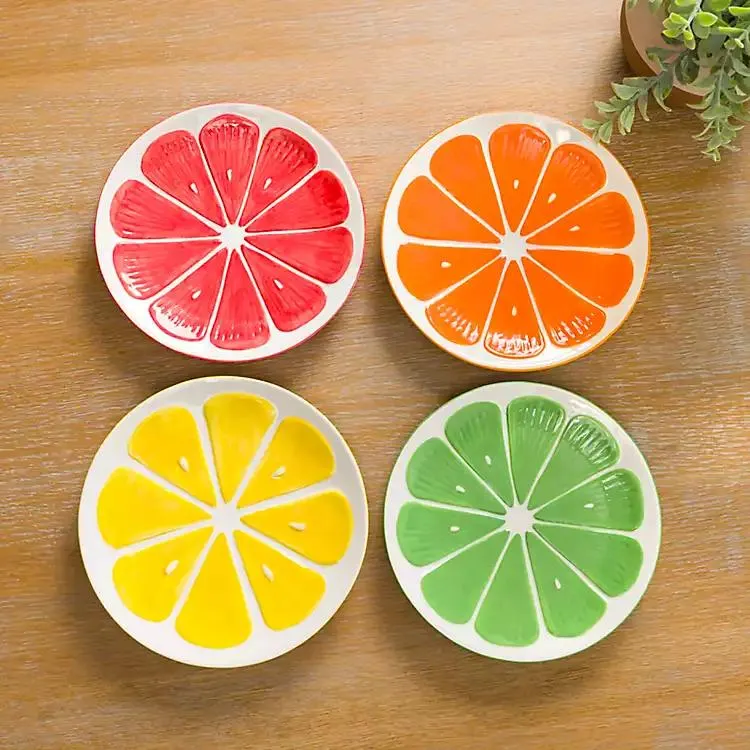 Multicolor Citrus Salad Plates, Set of 4