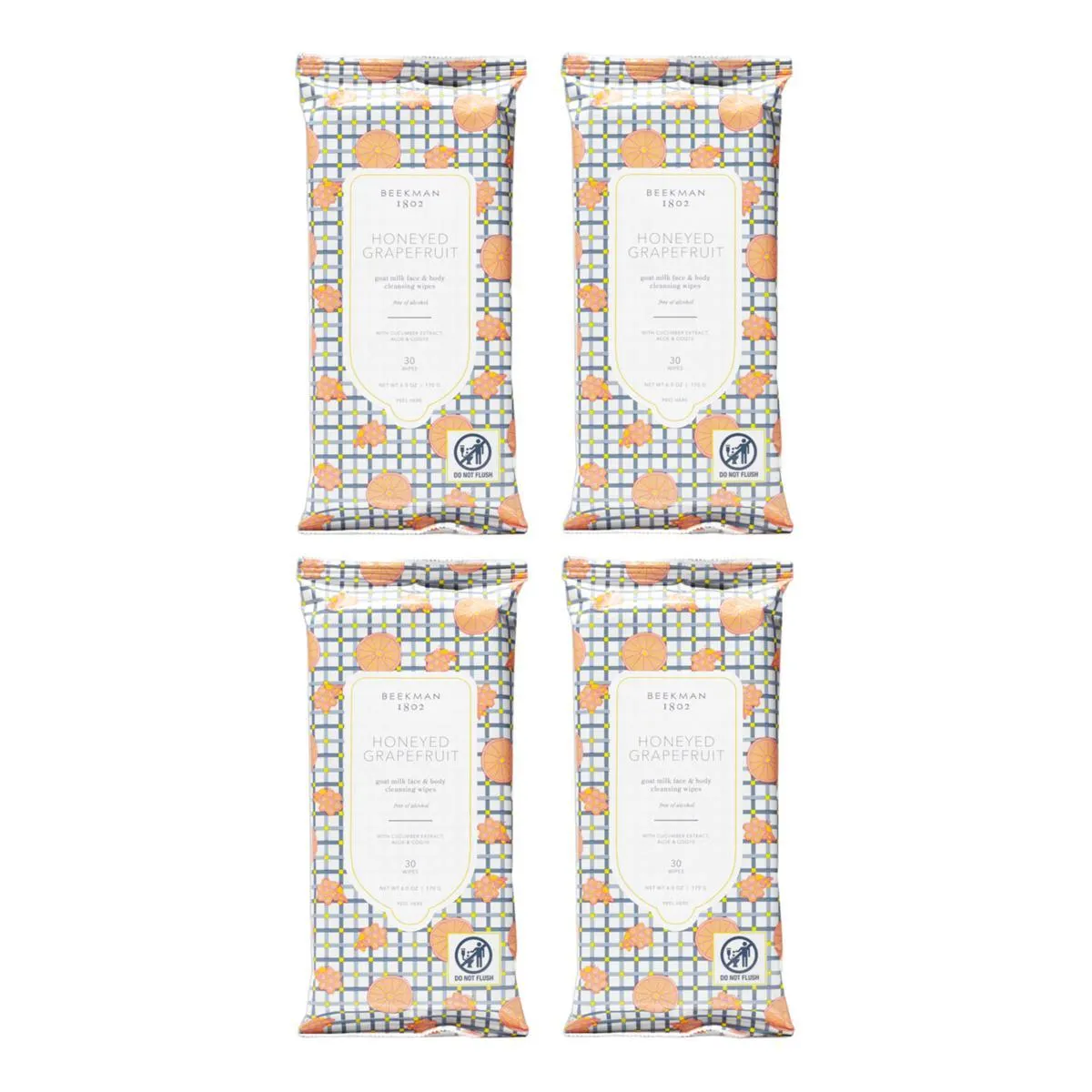 Beekman 1802 Honeyed Grapefruit 4-pack Face Wipes