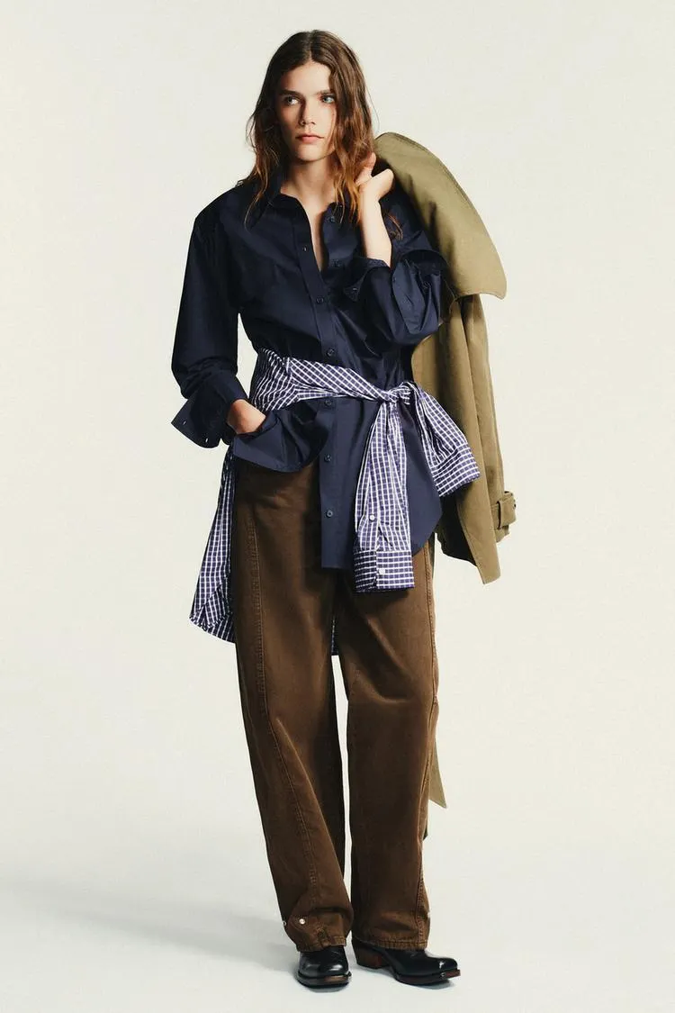 SHOULDER PAD POPLIN SHIRT