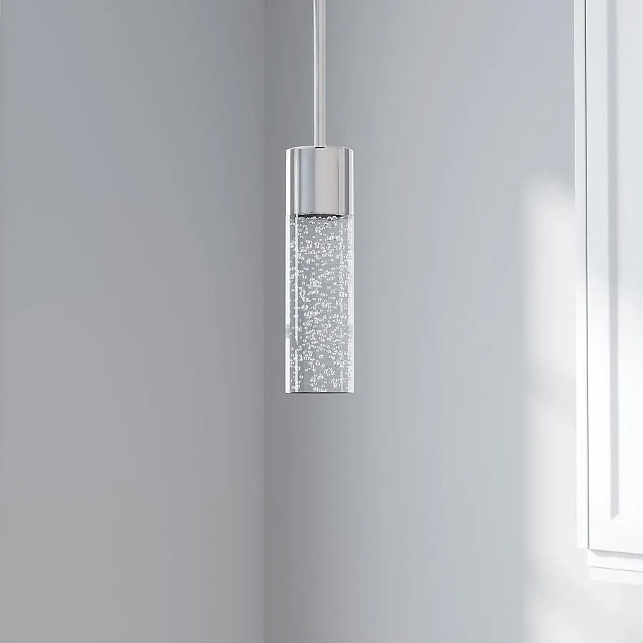Origin 21 Dunwynn 1 -Light Polished Nickel Modern/contemporary Seeded glass Cylinder Integrated LED Mini Hanging Pendant light