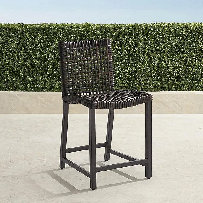 Isola Counter Stool in Black Aluminum & Black Walnut Wicker