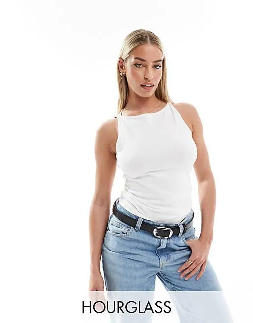 ASOS DESIGN Fuller bust high neck tank top in white