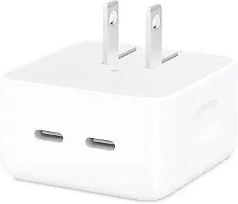 Apple 35W Dual USB-C Port Compact Power Adapter: Fast and Convenient Charging, Type C Wall Charger