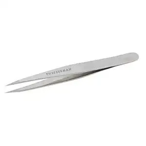 Tweezerman Steel Point Tweezer, Silver, 2 x 6 inches, Modern, Professional Quality for Eyebrow Precision, Facial and Ingrown Hair Removal