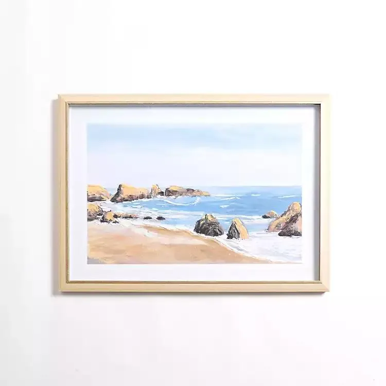 Rocky Beach Scene Framed Art Print