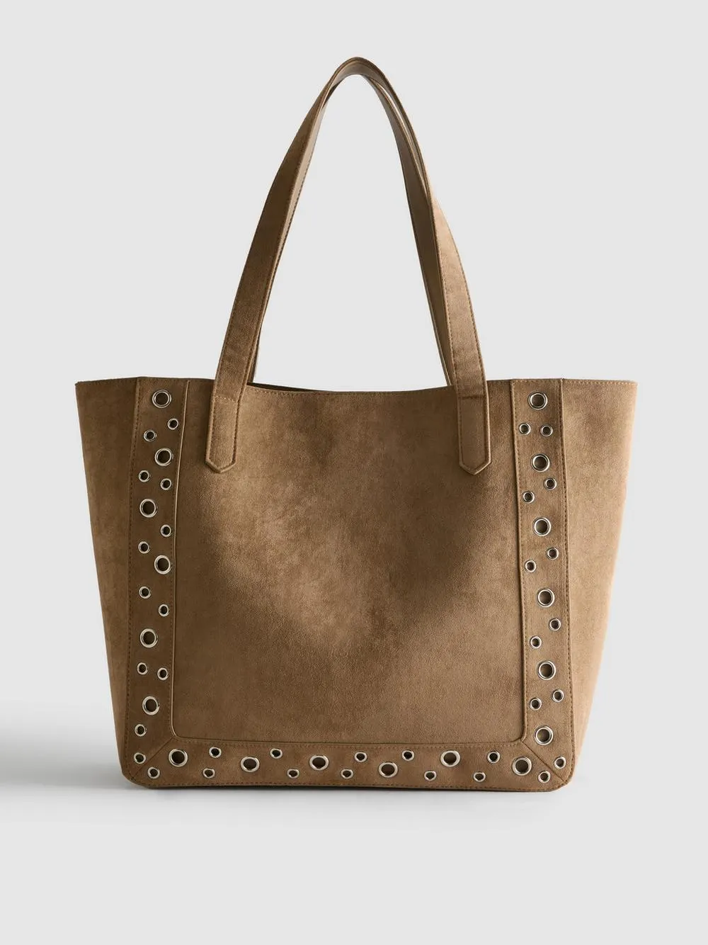 Faux Suede Eyelet Shopper Bag
