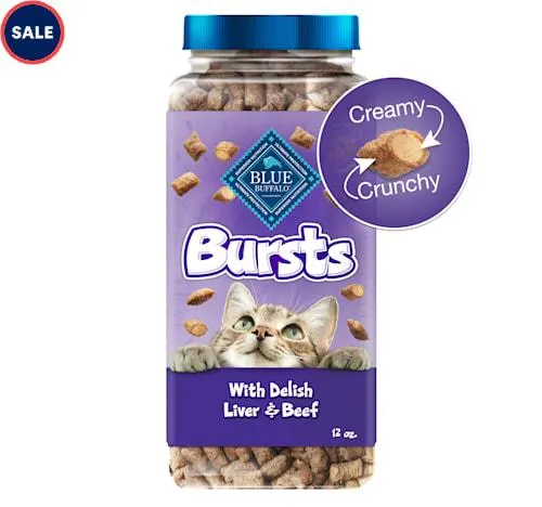 Blue Buffalo Bursts Great for Training Delish Liver & Beef Crunchy & Creamy Cat Treats, 12 oz.
