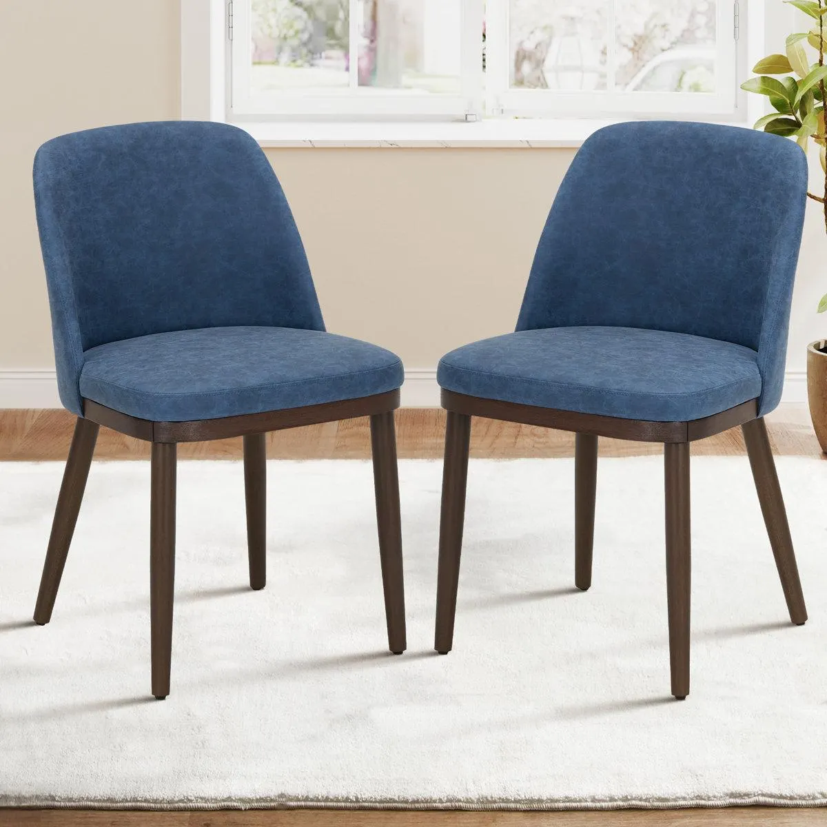Upholstered Solid Wood Dining Chair (Set of 2)