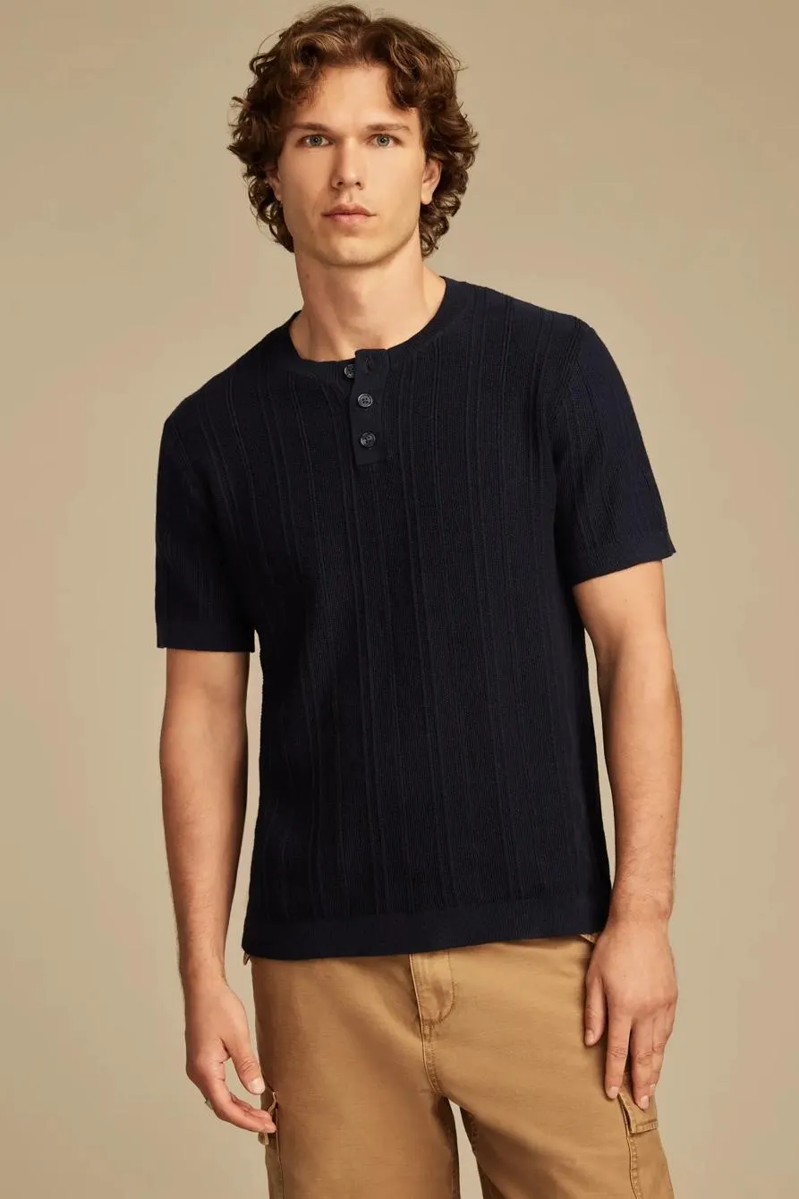 short sleeve henley sweater