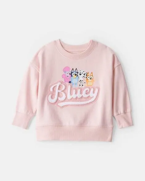 Baby Girl Bluey French Terry Pullover - Pink