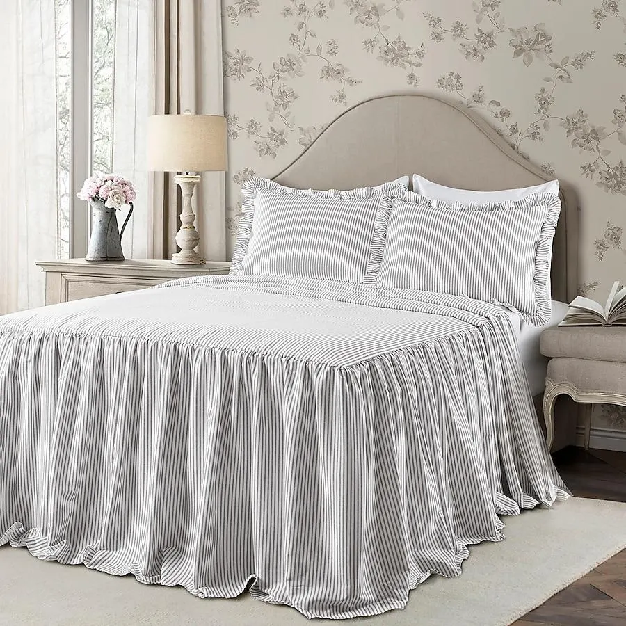 Lush Decor Gray Stripe King Bedspread