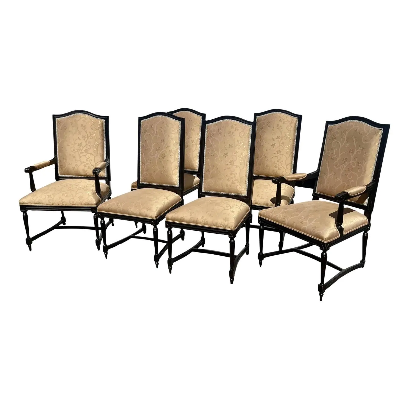 Louis XVI Ebony Custom Dining Chairs, Set of 6