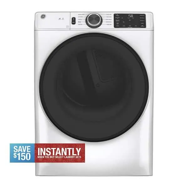 7.8 cu. ft. Smart Front Load Electric Dryer in White with Sanitize Cycle, ENERGY STAR
