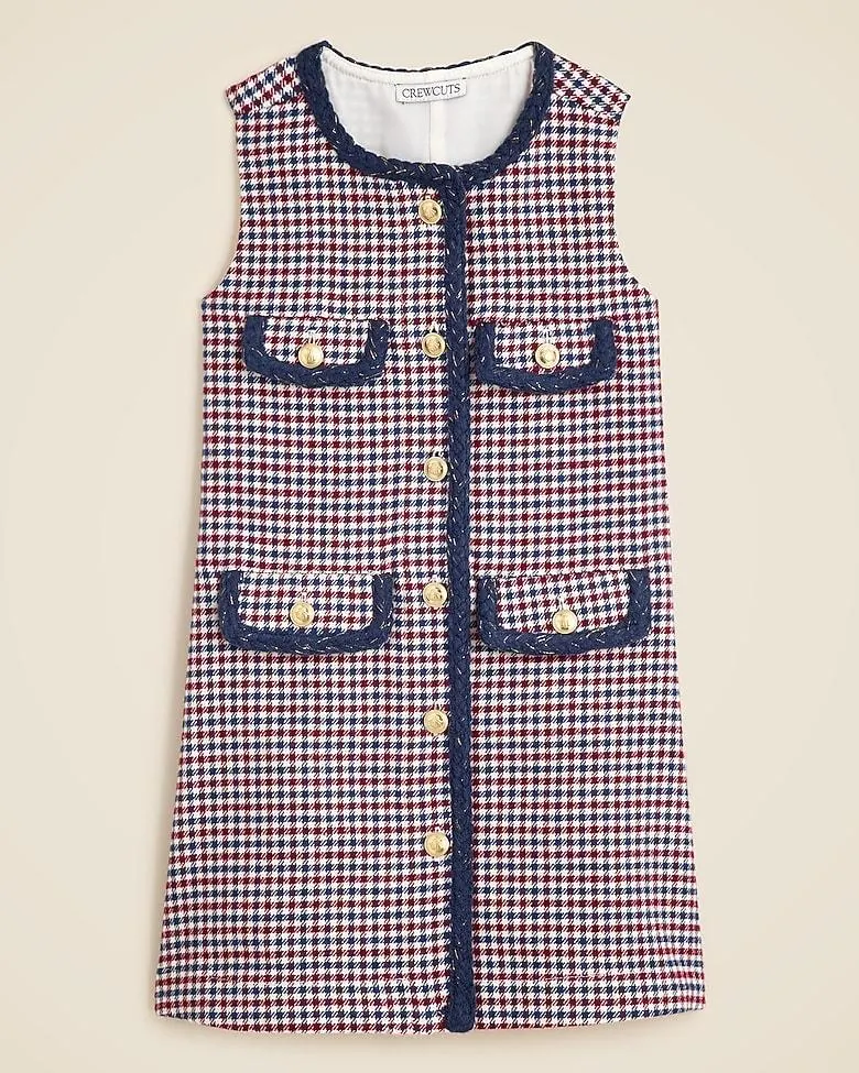Girls' pinafore dress in houndstooth