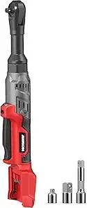 3/8" Cordless Ratchet Wrench for Milwaukee 18V Battery(Tool Only),75FT-LBS(102N.m) Extended Electric Ratchet Wrench with Variable Speed, LED Light, 1/4"&1/2" Adapter,3" Extension Bar
