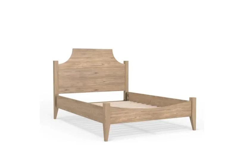 Theodora Natural Brown Queen Wood Clipped Headboard Platform Bed