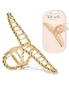 Kitsch Metal Hair Clips for Women - Durable & Elegant Rope Design Metal Claw Clips, Perfect for Everyday Use & Special Occasions - Gold, 1 Pc