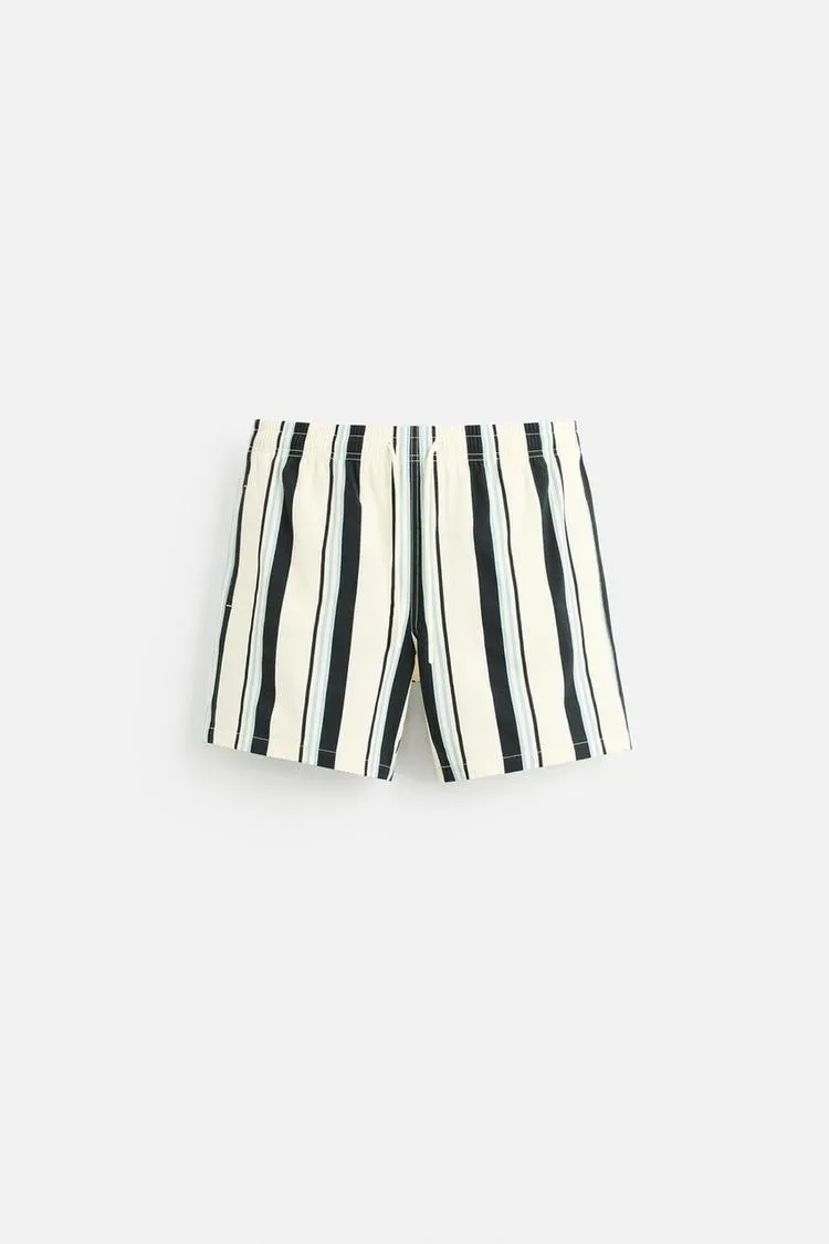 STRIPED REGULAR SWIMMING TRUNKS