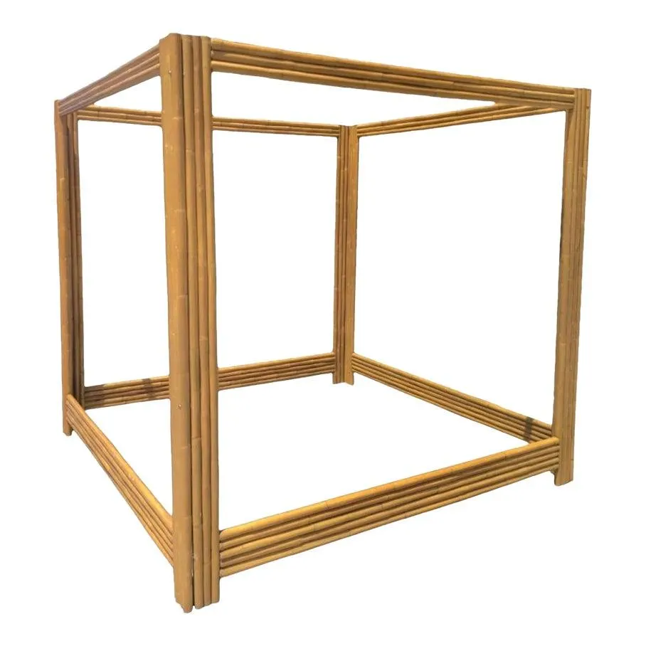 Monumental Vintage King Size Bamboo Canopy Coastal Regency Style Bed Frame