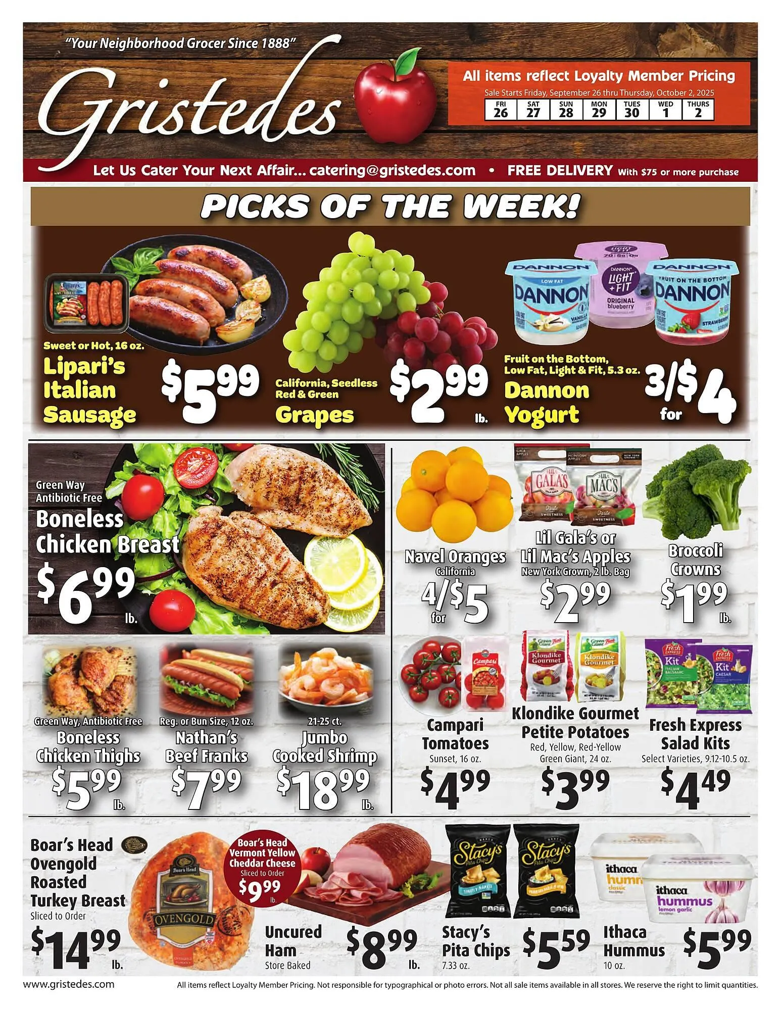 Weekly ad Gristedes circular from September 26 to October 2 2025 - Page 1