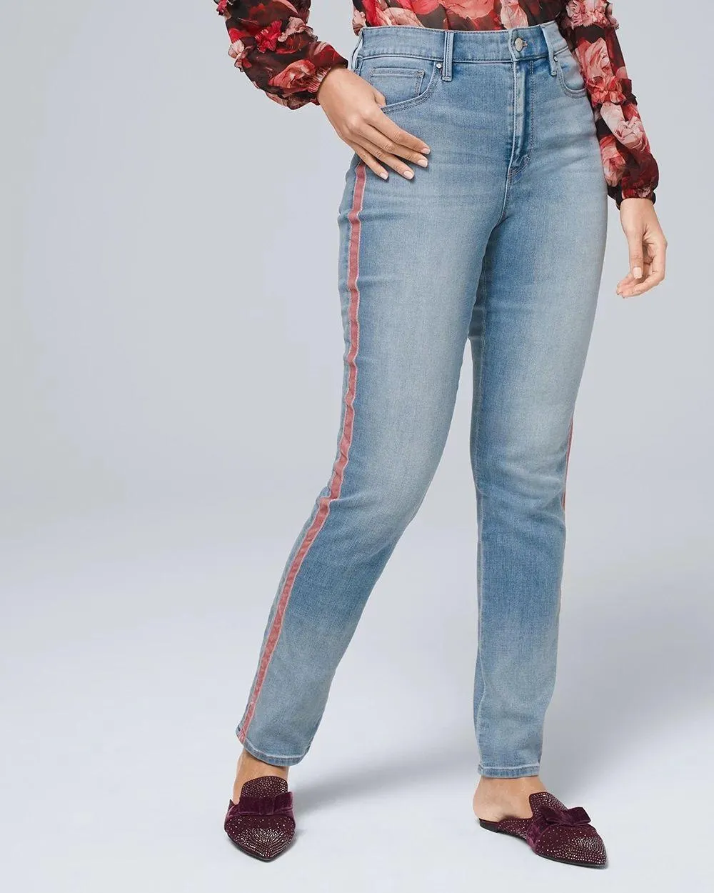 Curvy-Fit High-Rise Everyday Soft Denim ™ Slim Ankle Jeans With Piping Detail