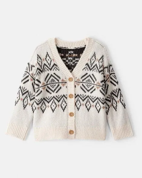 Baby Girl Fair Isle Long-Sleeve Cardigan Sweater - Ivory