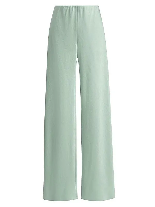 Fluid Bias-Cut Satin High-Rise Trousers
