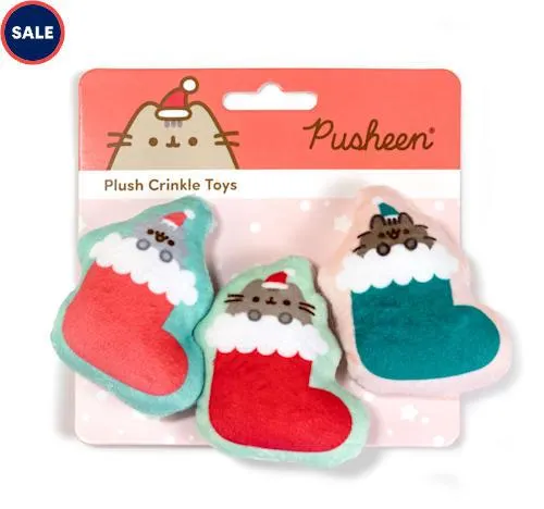 Pusheen Holiday Fire Place Crinkle Kicker Cat Toy
